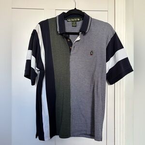 Vintage Colorblock Polo Shirt - Navy, White, Green